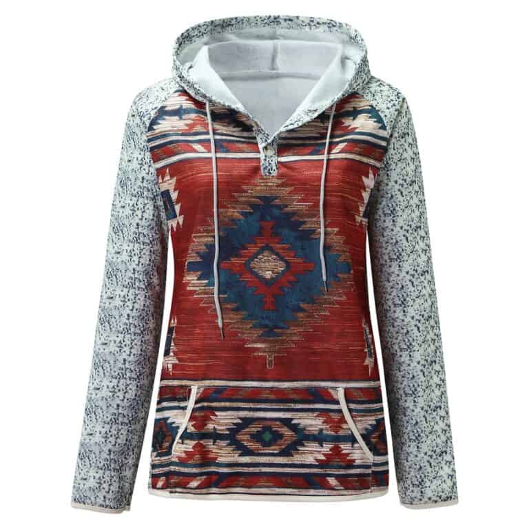 Retro Purple Aztec Art Print Casual Hoodie Sweatshirt