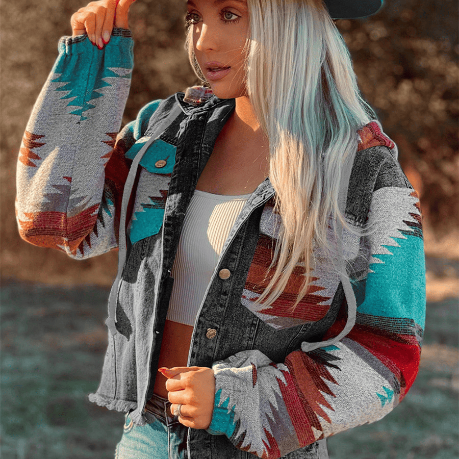 TOSHIKII Women's Aztec Tribal Print Long Cardigan Jacket - Open Front Trench Coat, Lightweight & Warm, Sizes S-5XL